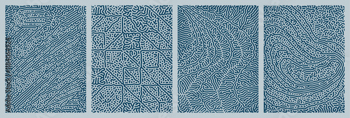 set of blue organic turing abstract lines pattern background. pack collection design