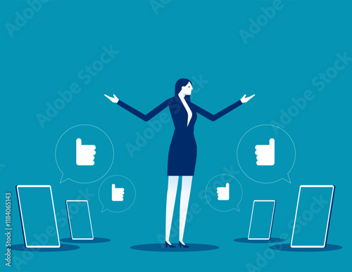 Business leadership and adulation, Business awe vector flat style