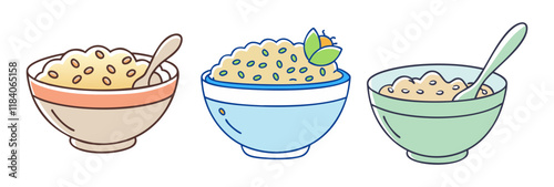 oatmeal bowl vector icon, foods vector illustration - simple illustration of oatmeal bowl perfect for logos, and foods-themed designs.