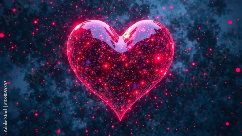 red heart on black background.
abstract Valentine's Day card cyberpunk futuristic heart waves background