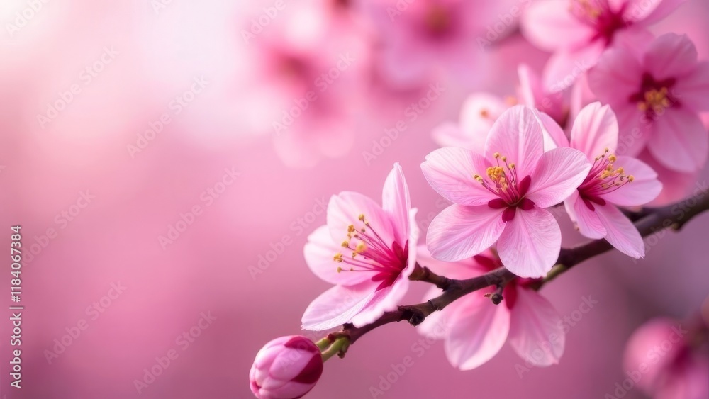 Spring card. spring background with delicate pink sakura flowers in full bloom Spring card. spring background with delicate pink sakura flowers in full bloom