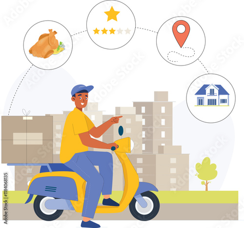 An efficient food delivery journey highlighting streamlined logistics and quick service.