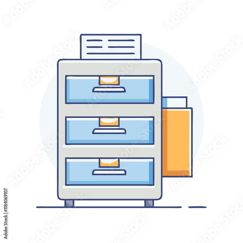 filing cabinet vector icon, office vector illustration - simple illustration of filing cabinet perfect for logos, and office-themed designs.