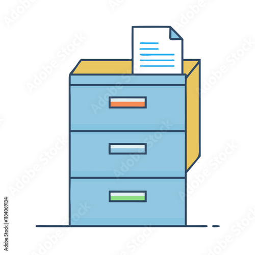 filing cabinet vector icon, office vector illustration - simple illustration of filing cabinet perfect for logos, and office-themed designs.