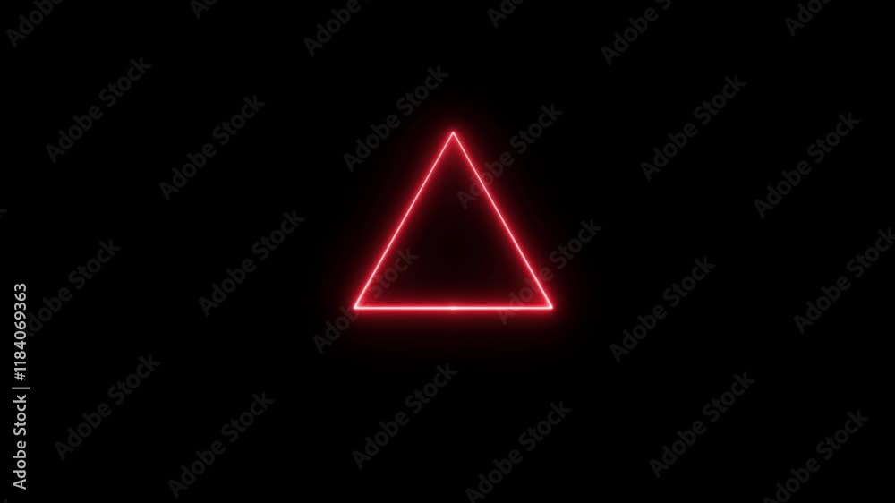 Glowing red neon triangle borders frame animation Isolated on Black Background Glowing red neon triangle borders frame animation Isolated on Black Background