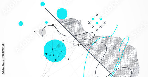 Trendy abstract wireframe background. Modern science or technology art elements. Surface illustration.