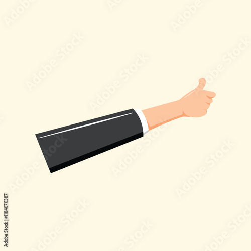Businessman hand showing thumbs up. Thumbs up icon. Thumbs up sign. Abstract illustration of simple icon in flat style. Graphic design template elements with application UI themes