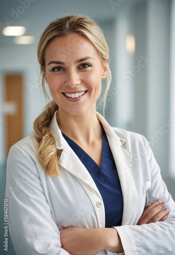 Portrait einer attraktiven jungen Ärztin im Krankenhaus Free Download Portrait einer attraktiven jungen Ärztin im Krankenhaus - GFXLoad