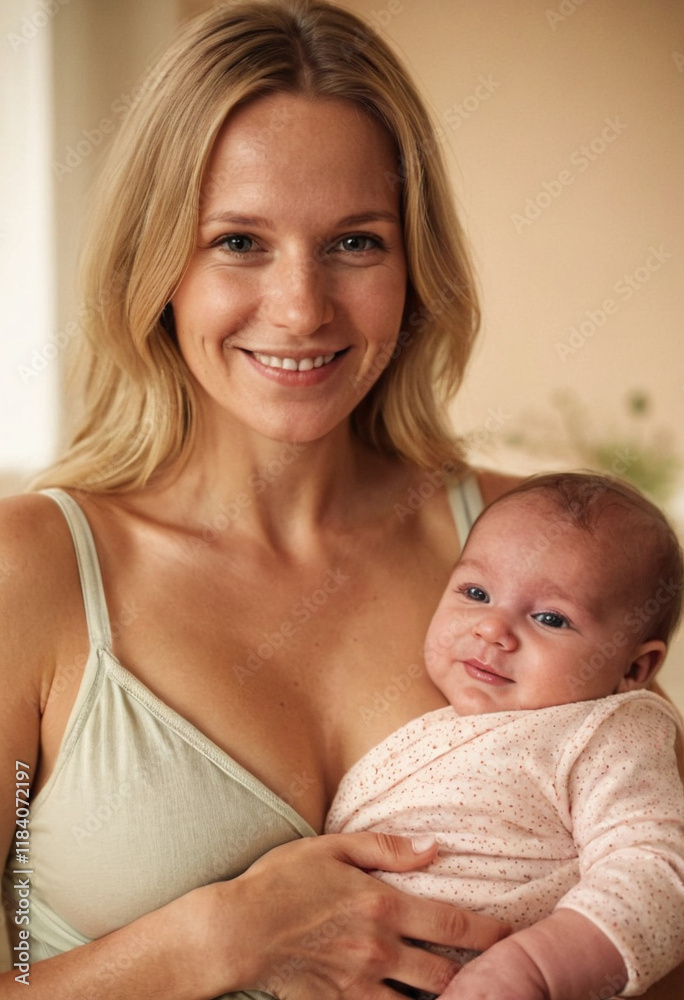 Junge Mutter mit ihrem Neugeborenen Kind Junge Mutter mit ihrem Neugeborenen Kind