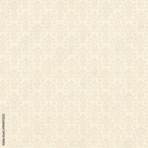 Subtle beige damask floral pattern with a classic baroque look. Seamless wallpaper texture perfect for elegant backgrounds and decor designs.