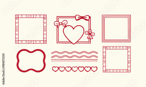 Collection of doodle hand-drawn trendy frames with wavy lines vector art,Doodle hand-drawn frames with wavy lines, bows, and ribbons. Minimalist simple line art., easily editable.