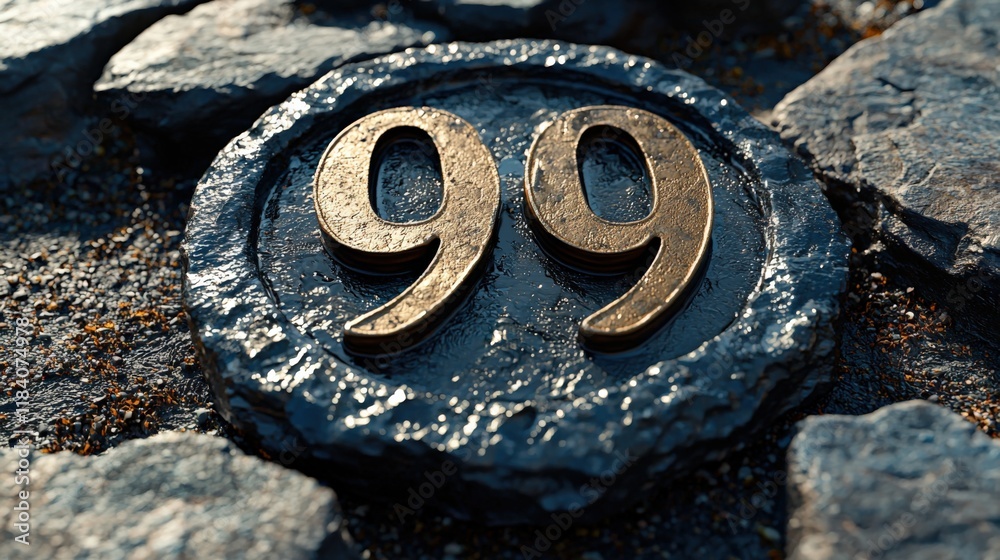 Stylish Stone Number 99 Embedded in Rock Stylish Stone Number 99 Embedded in Rock