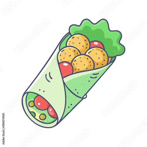 falafel wrap vector icon, foods vector illustration - simple illustration of falafel wrap perfect for logos, and foods-themed designs.