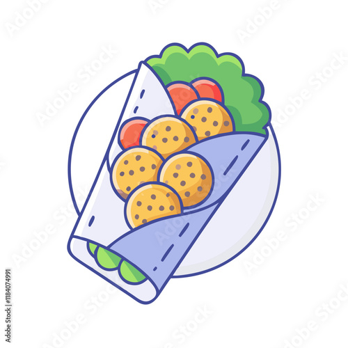 falafel wrap vector icon, foods vector illustration - simple illustration of falafel wrap perfect for logos, and foods-themed designs.