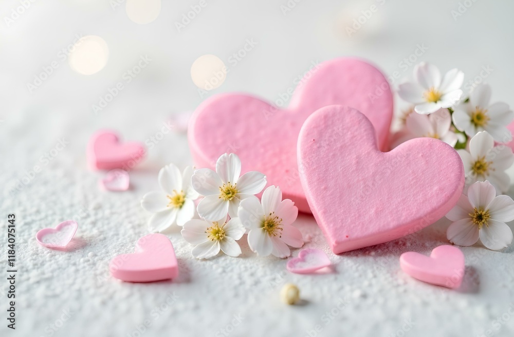 Obraz premium pink heart and flowers