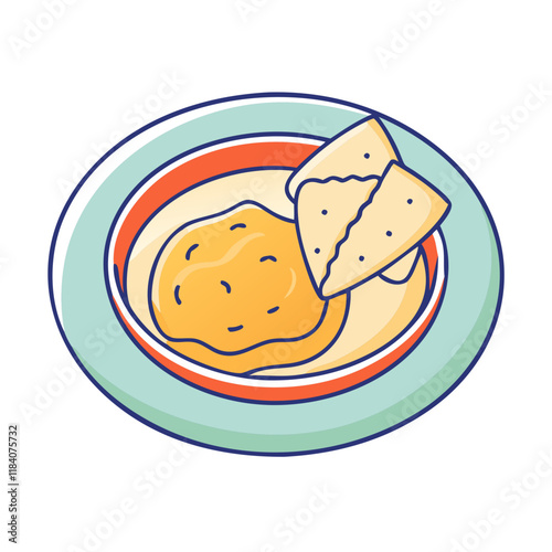 hummus with pita bread vector icon, foods vector illustration - simple illustration of hummus with pita bread perfect for logos, and foods-themed designs.