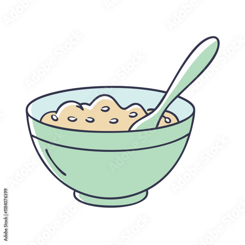 oatmeal bowl vector icon, foods vector illustration - simple illustration of oatmeal bowl perfect for logos, and foods-themed designs.