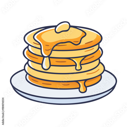 pancakes with syrup vector icon, foods vector illustration - simple illustration of pancakes with syrup perfect for logos, and foods-themed designs.