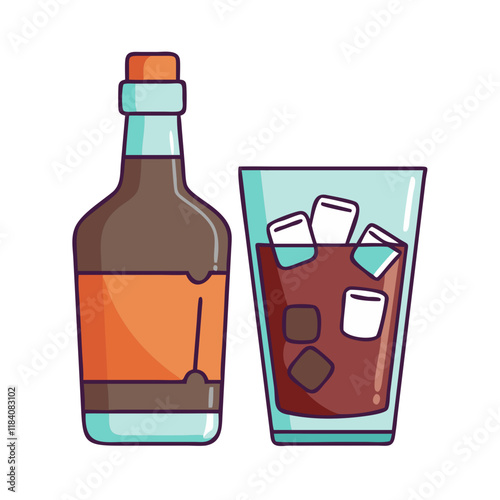 rum and coke vector icon, drinks vector illustration - simple illustration of rum and coke perfect for logos, and drinks-themed designs.