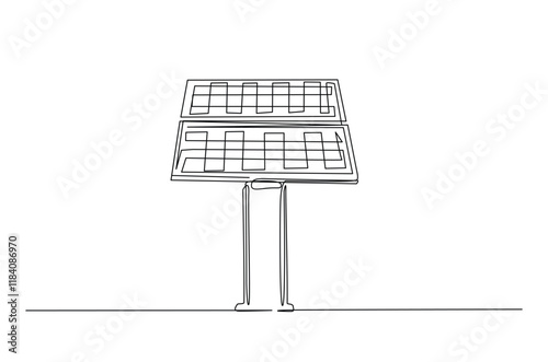 Solar panel one line drawing. Solar panel energy in single line art illustration. Editable vector.