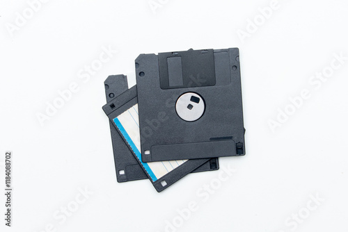 A perfect visual of the retro floppy diskette, isolated for a timeless tech background.