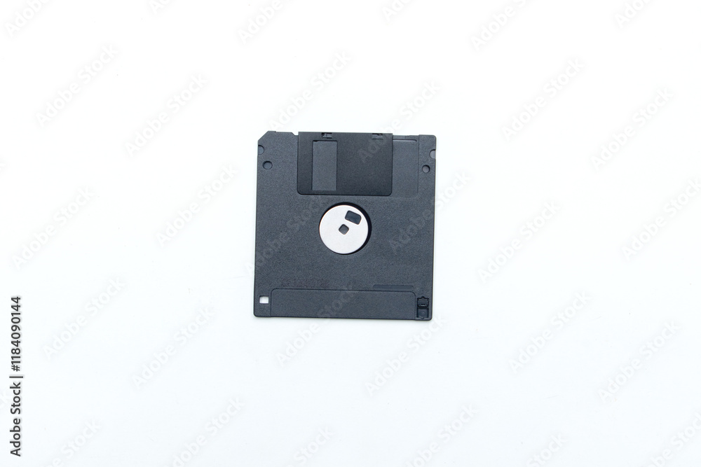 Minimalist Image of a Floppy Disk on White Minimalist Image of a Floppy Disk on White