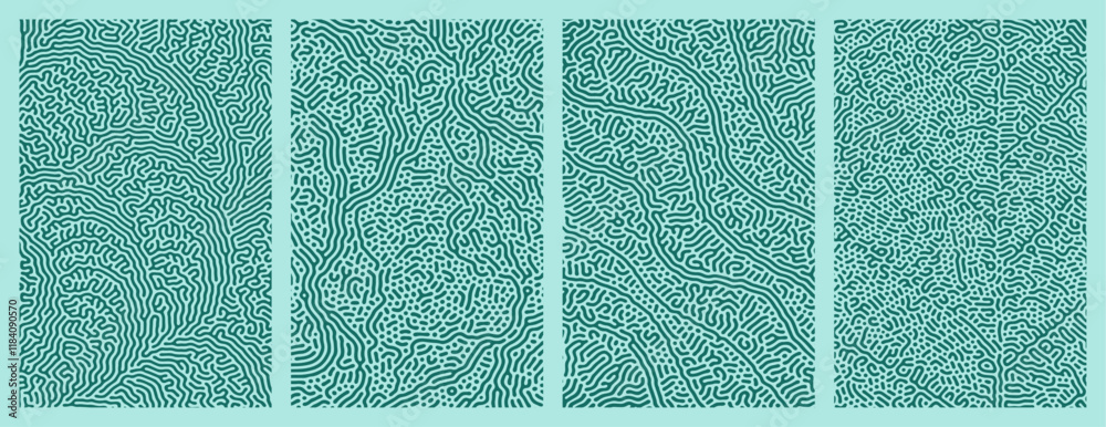 Fototapeta premium abstract patterns Background design pack collection featuring organic, abstract blue Turing style line patterns