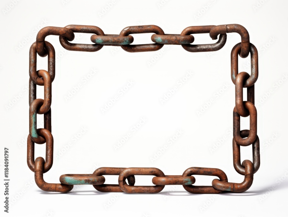Rusty Chain Frame with Square Design and Clip for Unique Display in Various Backgrounds Rusty Chain Frame with Square Design and Clip for Unique Display in Various Backgrounds