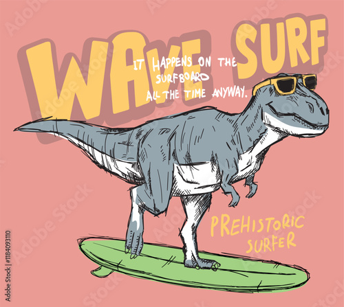 vector cartoon dino illustration for t shirt print 