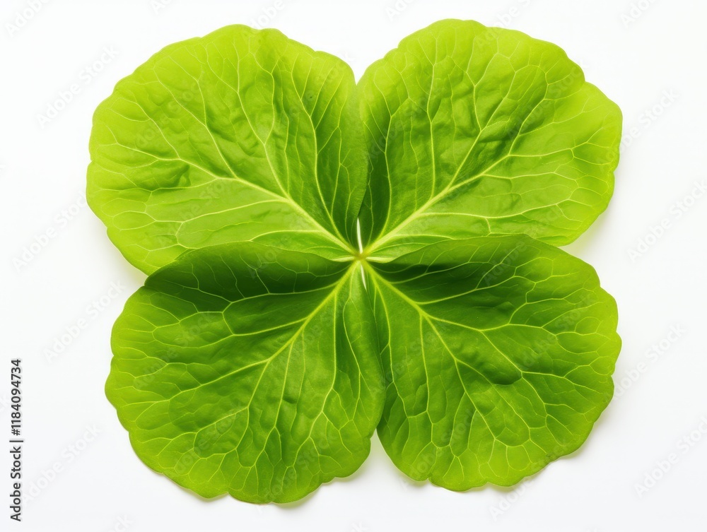 Obraz premium Isolated Fresh Green Nasturtium Leaf on White Background for Natural and Botanical Themes, Perfect for Food and Lifestyle Projects