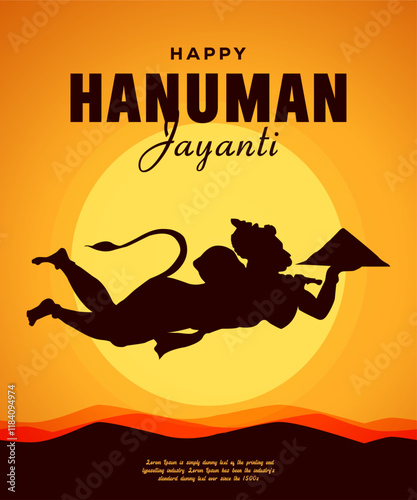 Hanuman Jayanti, celebrates the birth of Lord Hanuman silhouette banner.