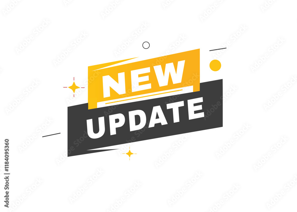 New update banner vector icon label element. Modern template for announcement design. New update banner vector icon label element. Modern template for announcement design.