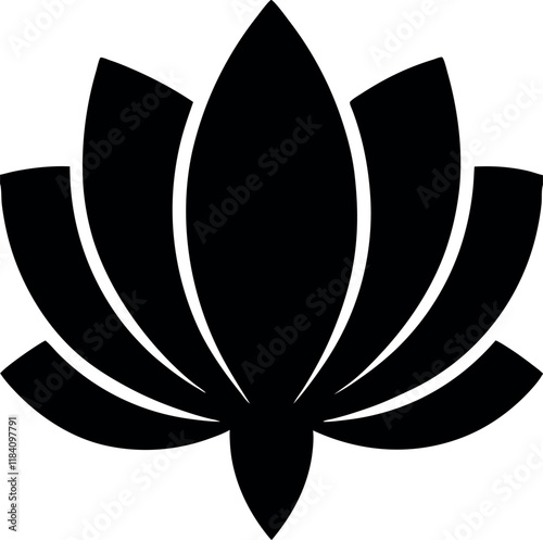 lotus flower icon representing beauty, tranquility, and nature suitable for wellness and lifestyle themes.