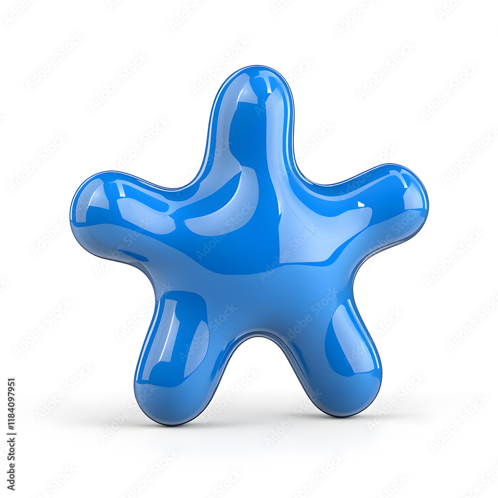 3d blue bubble in form of star icon isolated on white background