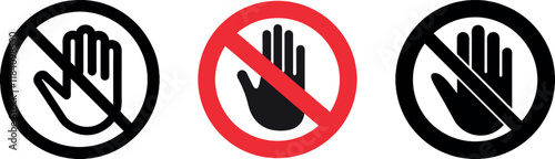 stop hand symbol icon representing caution and safety in various environments suitable for public awareness designs.