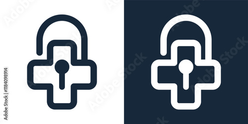 LOCK AND HEALTH icon, stock vector illustration abstract vector logo