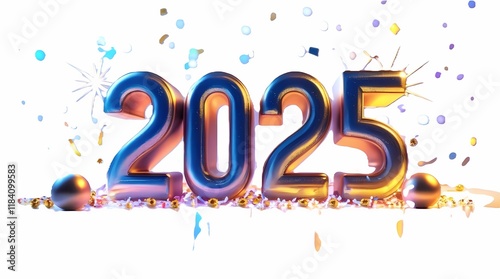  3d '2025' Logo isolated on white background