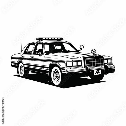 illustration classic police car 3