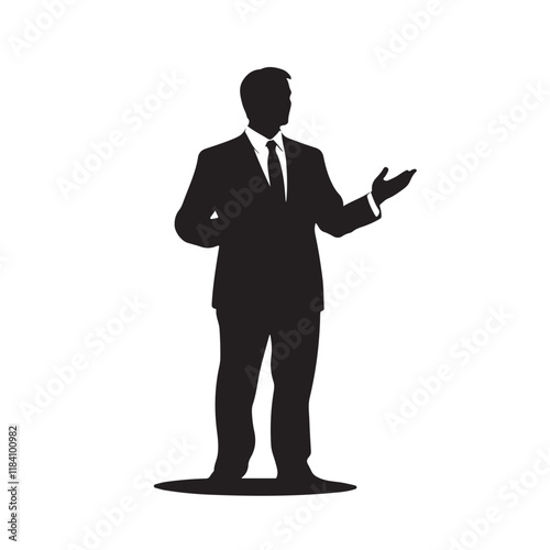 CEO Giving Presentation: Silhouette – Vector Illustration