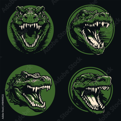 set crocodile's head with an open mouth 