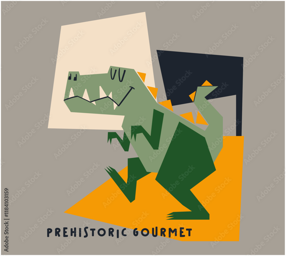 vector cartoon dino illustration for t shirt print 