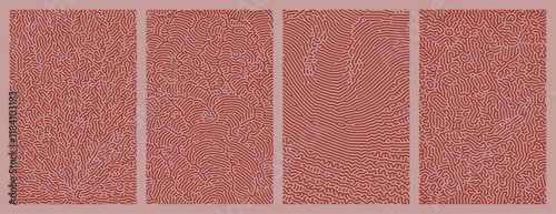 A set collection of abstract organic line turing patterns backgrounds