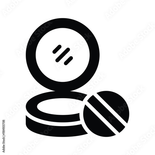 Eye catching icon depicts an open compact powder