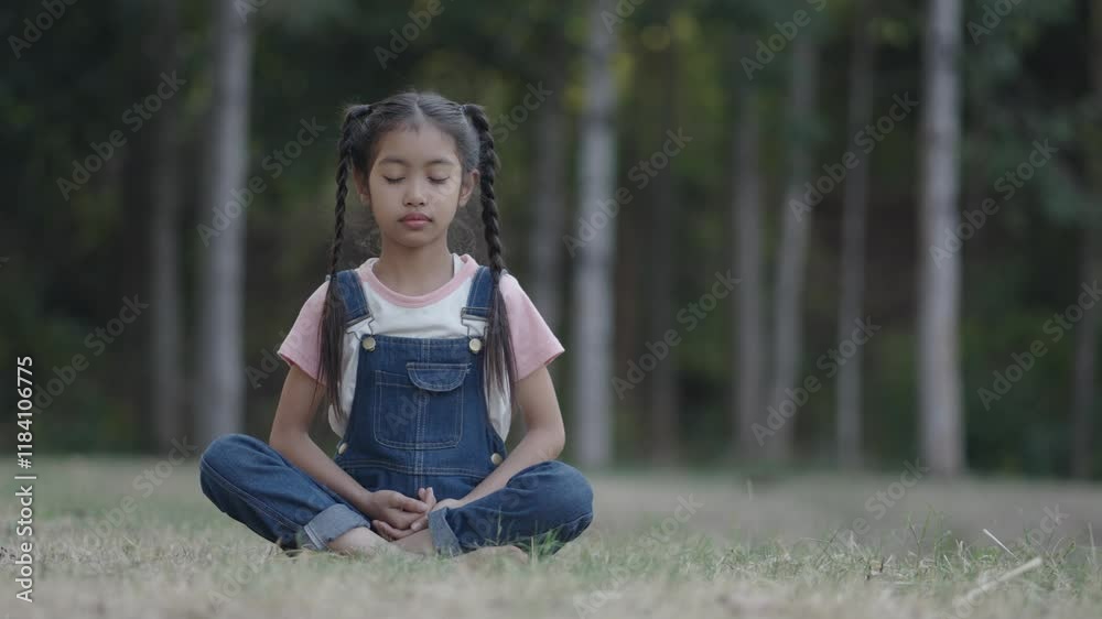A girl is meditating and relaxing in the garden. A girl is meditating and relaxing in the garden.