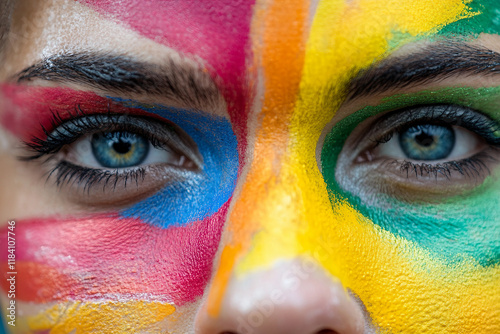 Vibrant Carnival Artist in Glittering Costume Close-Up, Generative AI Image Portrait