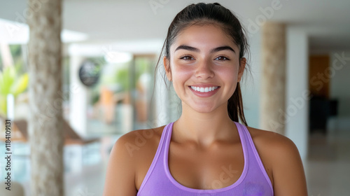 Free Download Arabian tourist woman smiling tour to ancient Mayan pyramid of Kukulcan El Castillo - GFXLoad