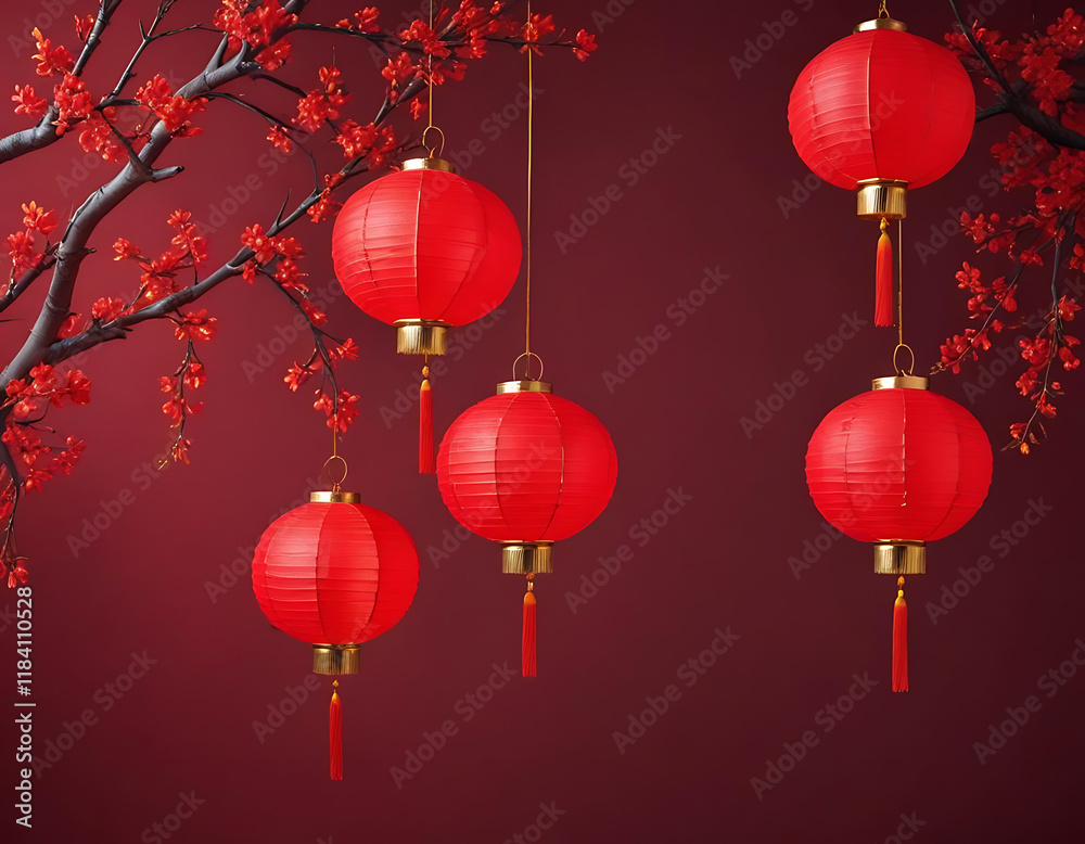 Traditional red lanterns for Chinese New Year. Traditional red lanterns for Chinese New Year.