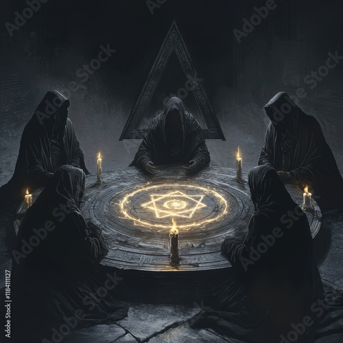 Cultists Summoning Ritual in Dark Occult Ceremony