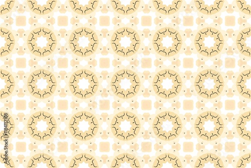 Beige Floral Mandala Seamless Design.