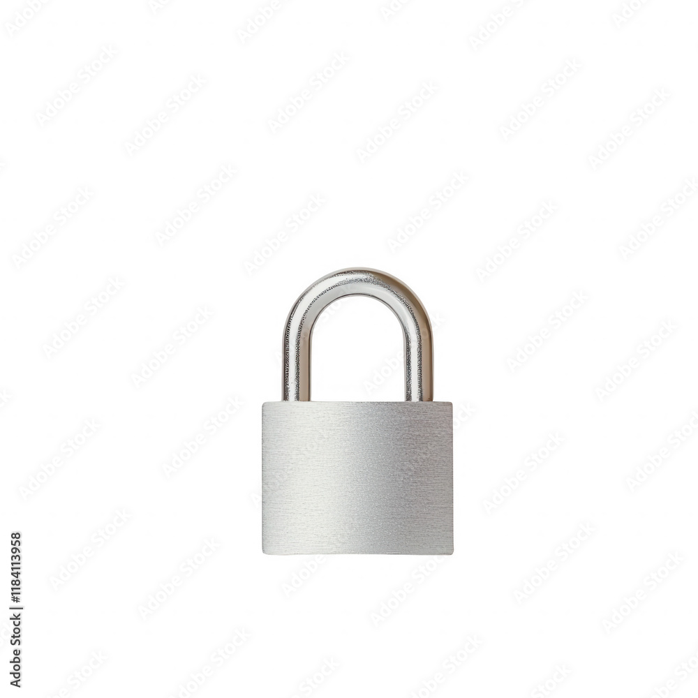 A close-up of a silver padlock symbolizing security and protection., isolated on a transparent background. A close-up of a silver padlock symbolizing security and protection., isolated on a transparent background.